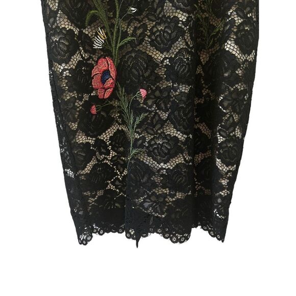 ABS by Allen Schwartz Lace Embroided Floral Sheath Dress Women's Black Size 4 - Picture 3 of 9